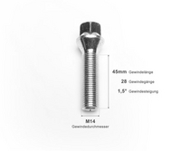TA Technix kerékcsavar , M14 X 1.5 X 45 (Kúpos)