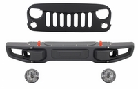 Jeep Wrangler (JK) 10th Anniversary Hard Rock Style Első Lökhárító, Hűtőrács és Ködlámpapár (Évj.: 2007 - 2017) by CarKitt