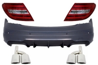 Mercedes-Benz C-Klasse (W204) C63 AMG Facelift Style átsó Lökhárító, Kipufogóvégpár és LED-es Hátsó Lámpapár (Évj.: 2011 - 2014) by CarKitt