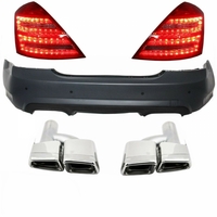 Mercedes-Benz S-Klasse (W221) S63 AMG Design Hátsó Lökhárító, LED-es Hátsó Lámpapár és Kipufogóvégpár (Évj.: 2005 - 2010) by CarKitt