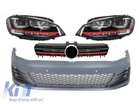 Volkswagen Golf (MK7) GTI Design Első Lökhárító, Hűtőrács és 3D LED-es, DRL Fényszórópár (Évj.: 2013 - 2017) by CarKitt
