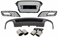 Audi A4 (B8) RS Design Jelnélküli Hűtőrács, Ködlámparács, Diffúzor és Kipufogóvégpár (Évj.: 2012 - 2015) by CarKitt