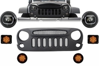 Jeep Wrangler / Rubicon (JK) Angry Birds Design Első Bi-Xenon Fényszórópár, LED-es Index és Hűtőrács (Évj.: 2007 - 2017) by CarKitt