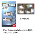 Helyzetjelző izzó, SMD LED-es, Fehér, (BA9S), (1db)
